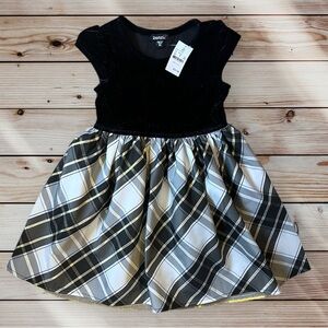 Zenzi- Toddler Girls' Lace Dress. 4T. Black/Gold Plaid. NEW with tags.